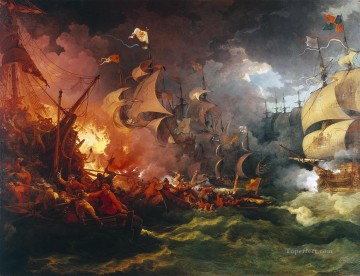 Landscapes Painting - Loutherbourg Spanish Armada Naval Battles